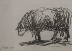 JASON GATHORNE HARDY, British (AR), Study of Texel Ram, pencil and charcoal, signed,