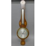 A 19th century inlaid mahogany banjo barometer. 93 cm high.