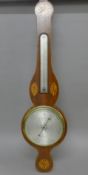 A 19th century inlaid mahogany banjo barometer. 93 cm high.