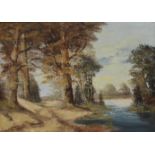 Landscape, oil on canvas, indistinctly signed, framed. 68.5 x 48.5 cm.