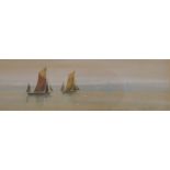 STANLEY R BURCHETT, Boats in Calm Waters, circa 1920's, watercolour, framed and glazed. 8 x 26 cm.