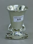 A silver-plated crab-form stirrup cup. 10.5 cm high.