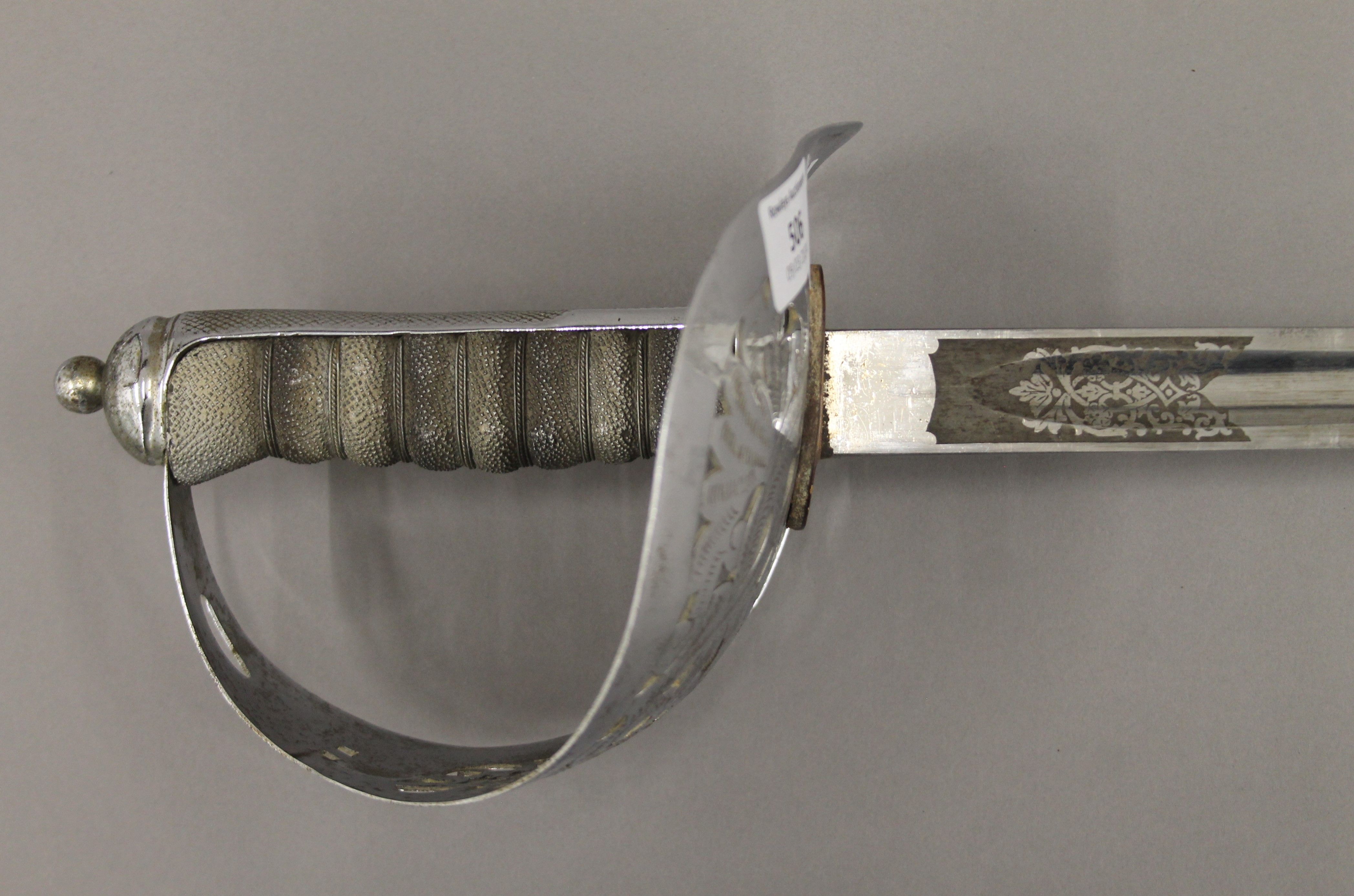 A George V service sword in leather scabbard. 102 cm long. - Image 4 of 6