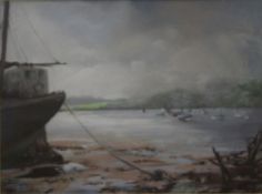 DOROTHY SPINK, Boats in an Estuary, pastel, framed and glazed. 49.5 x 46.5 cm.