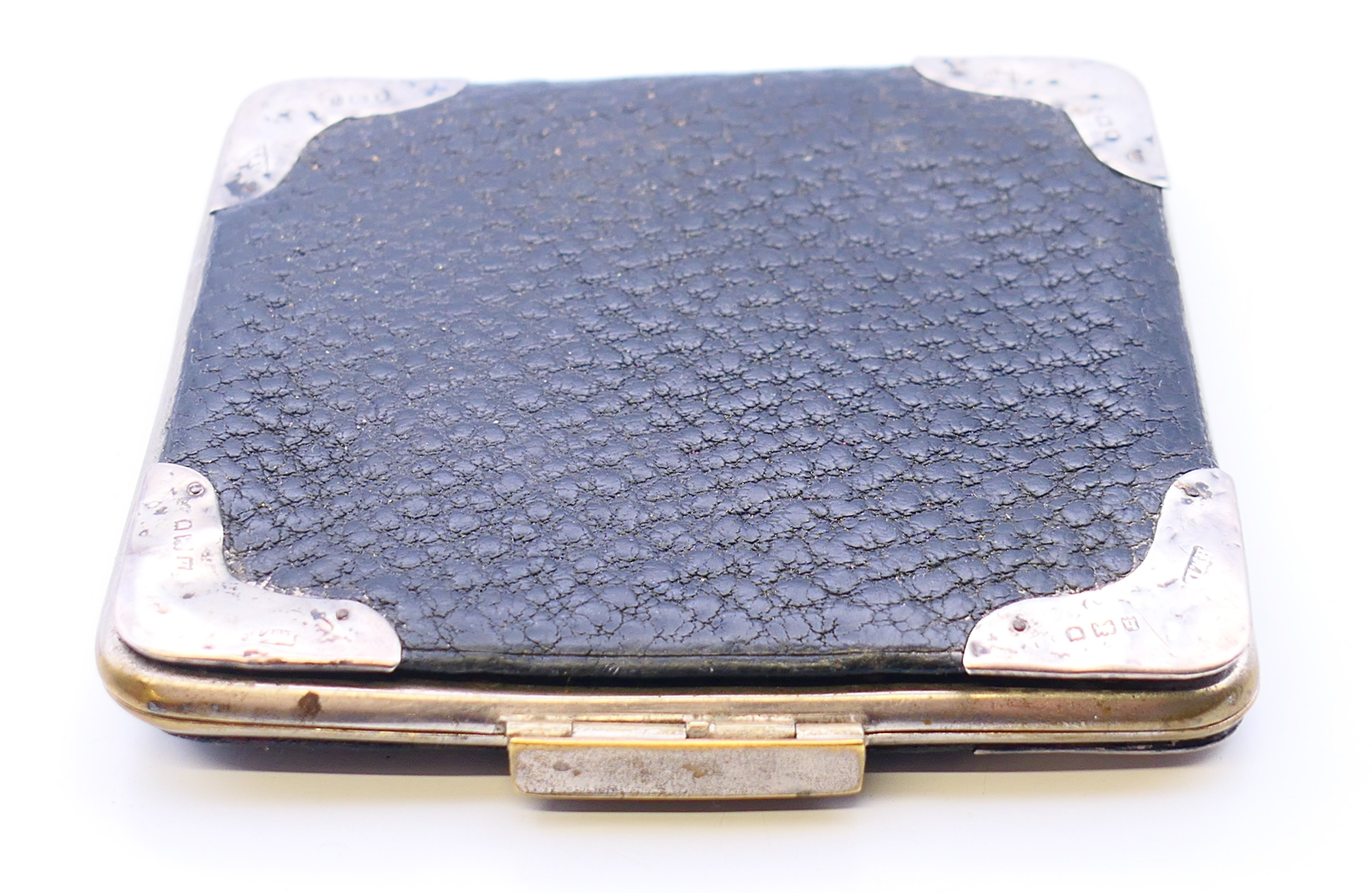 A silver mounted leather wallet/card case. 9 cm x 9.5 cm. - Image 2 of 7