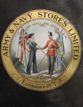 A pictorial advertising showcard for Army and Navy Stores, framed. 53.5 x 66.5 cm.
