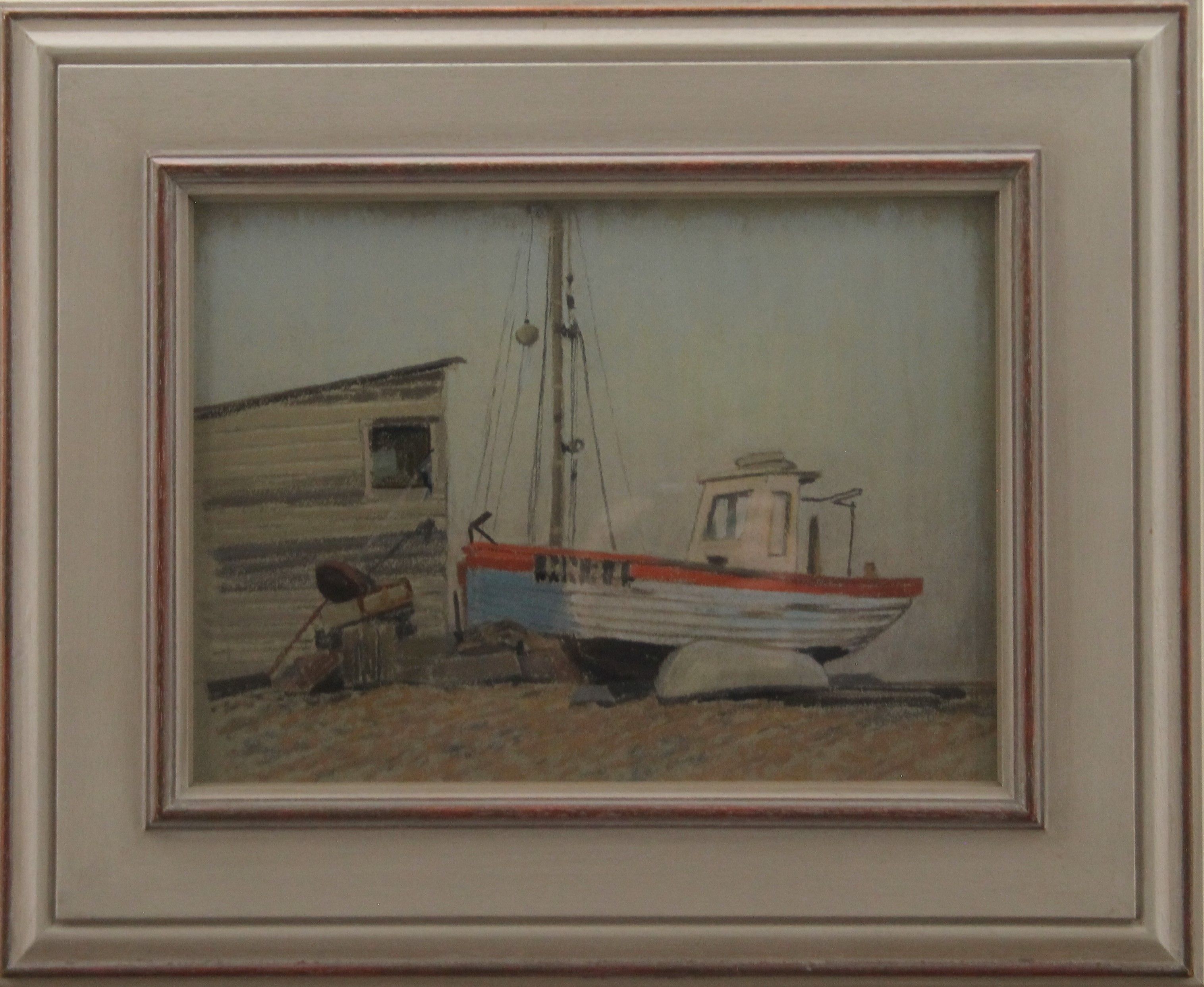 WILLIAM HENRY INNES (AR), Beached Boats, pastel, framed and glazed. 36.5 x 26.5 cm. - Image 2 of 3