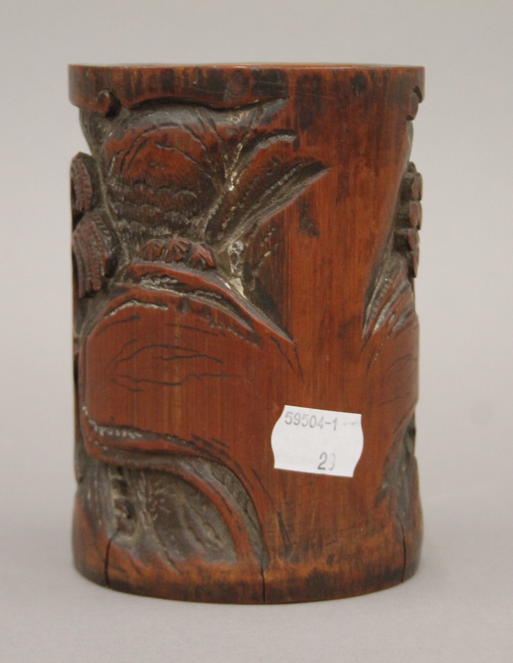 A 19th century Chinese bamboo brush pot. 13.5 cm high. - Image 3 of 5