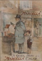 A framed 'Marcella' cigar advertising print. 37.5 x 48.5 cm overall.