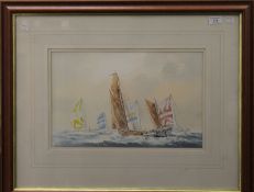 ALAN STARK, Yacht Race, watercolour framed and glazed. 44 x 28 cm.
