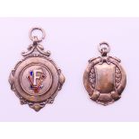 Two silver fobs, one enamel set, one inscribed OPAFC Clapton Cup & WHYOC League W A.