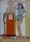 A tin sign for Bettie's Service Station. 50 x 70 cm.