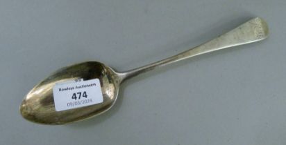 A Georgian silver spoon. 21 cm long. 60 grammes.