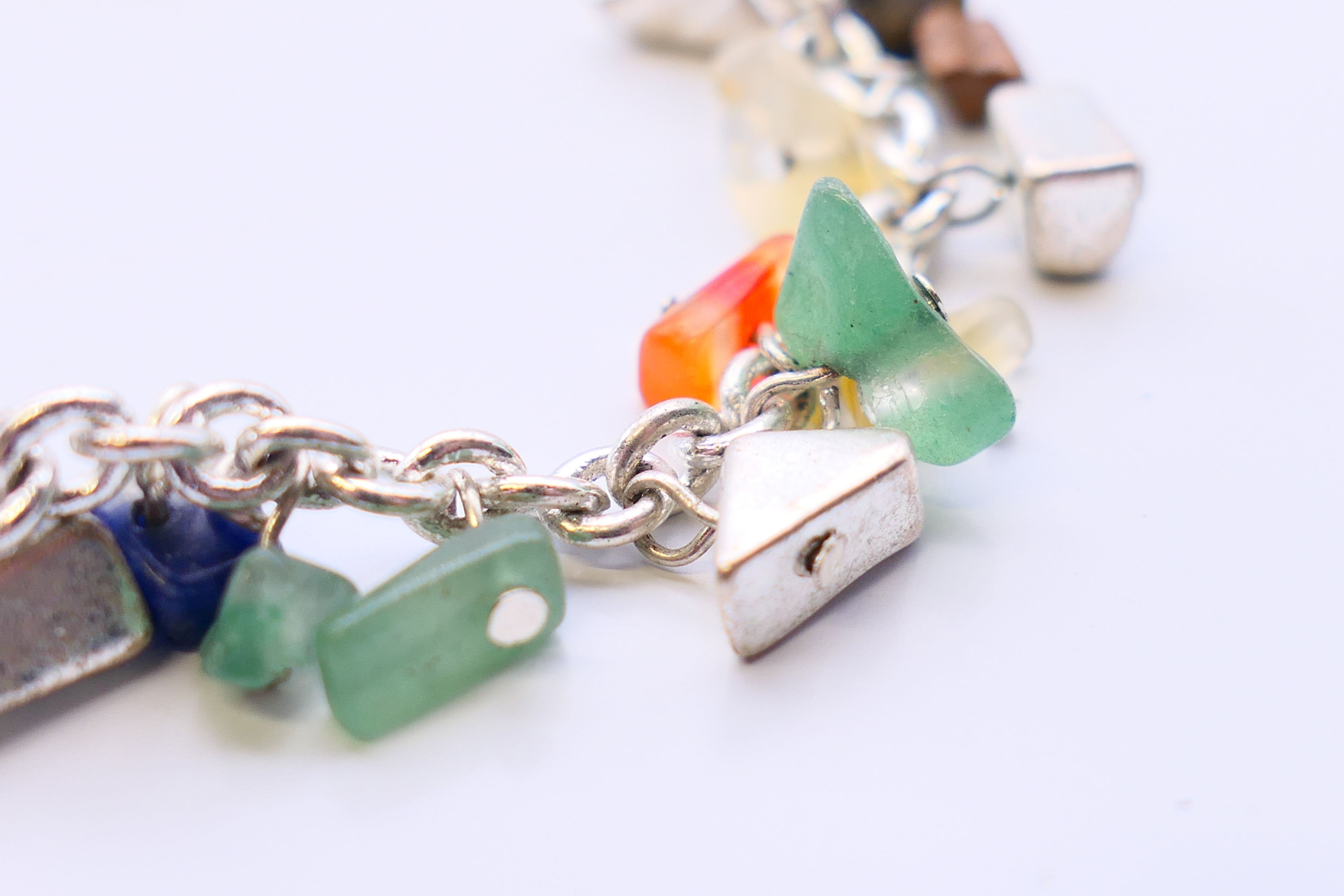 A silver and gemstone bracelet. 18 cm long. - Image 3 of 4