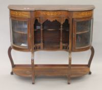 A Victorian inlaid rosewood side cabinet. 117 cm wide.