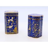 Two cloisonne lidded boxes. The largest 6 cm high.