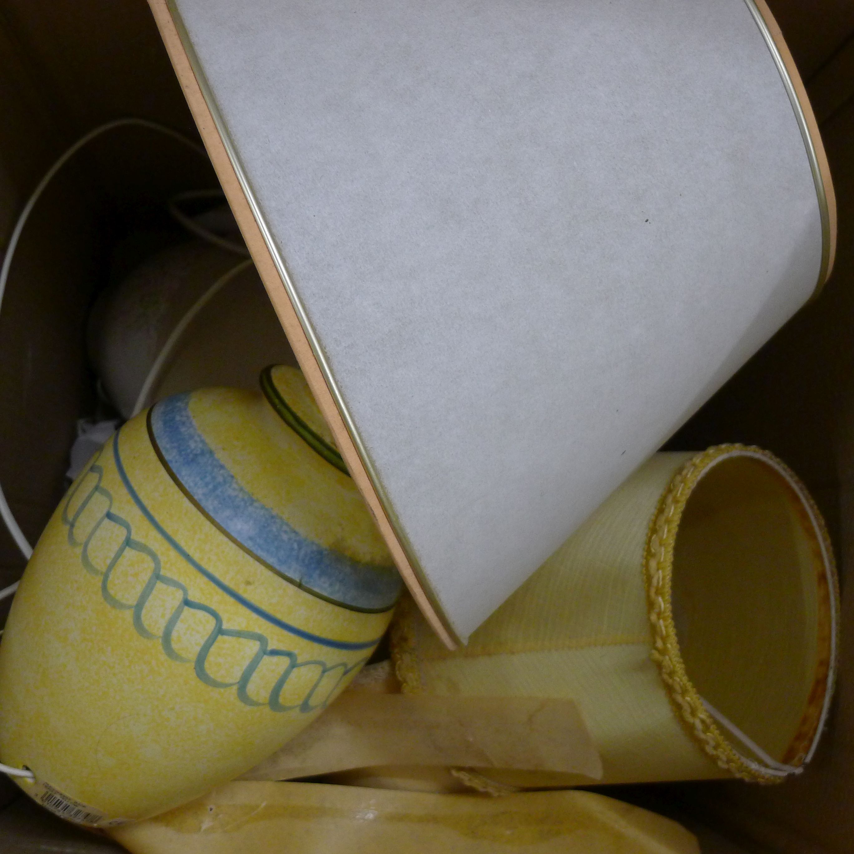 A wicker corner shelf, a waste paper basket and a quantity of table lamps. The former 48 cm high. - Image 2 of 4