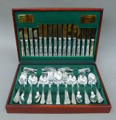 A canteen of silver-plated cutlery. The canteen 44.5 cm wide.