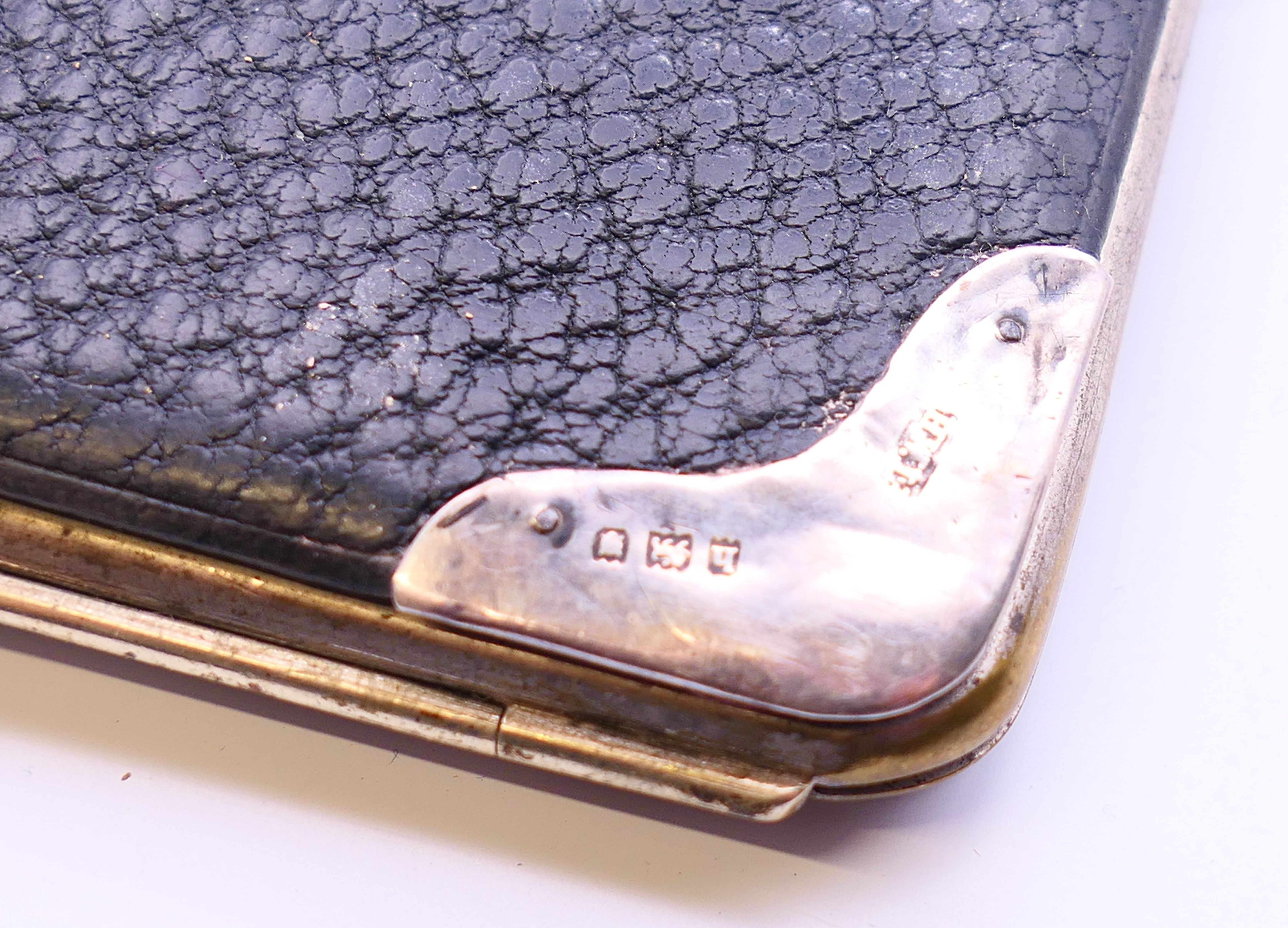 A silver mounted leather wallet/card case. 9 cm x 9.5 cm. - Image 6 of 7