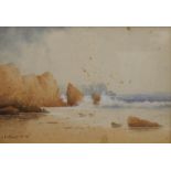 H DOLLAND-HULKE (1885-1968), two coastal scenes of rocks and breaking surf, watercolours,