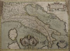 An antique map of Italy, framed and glazed. 47 x35.5 cm.