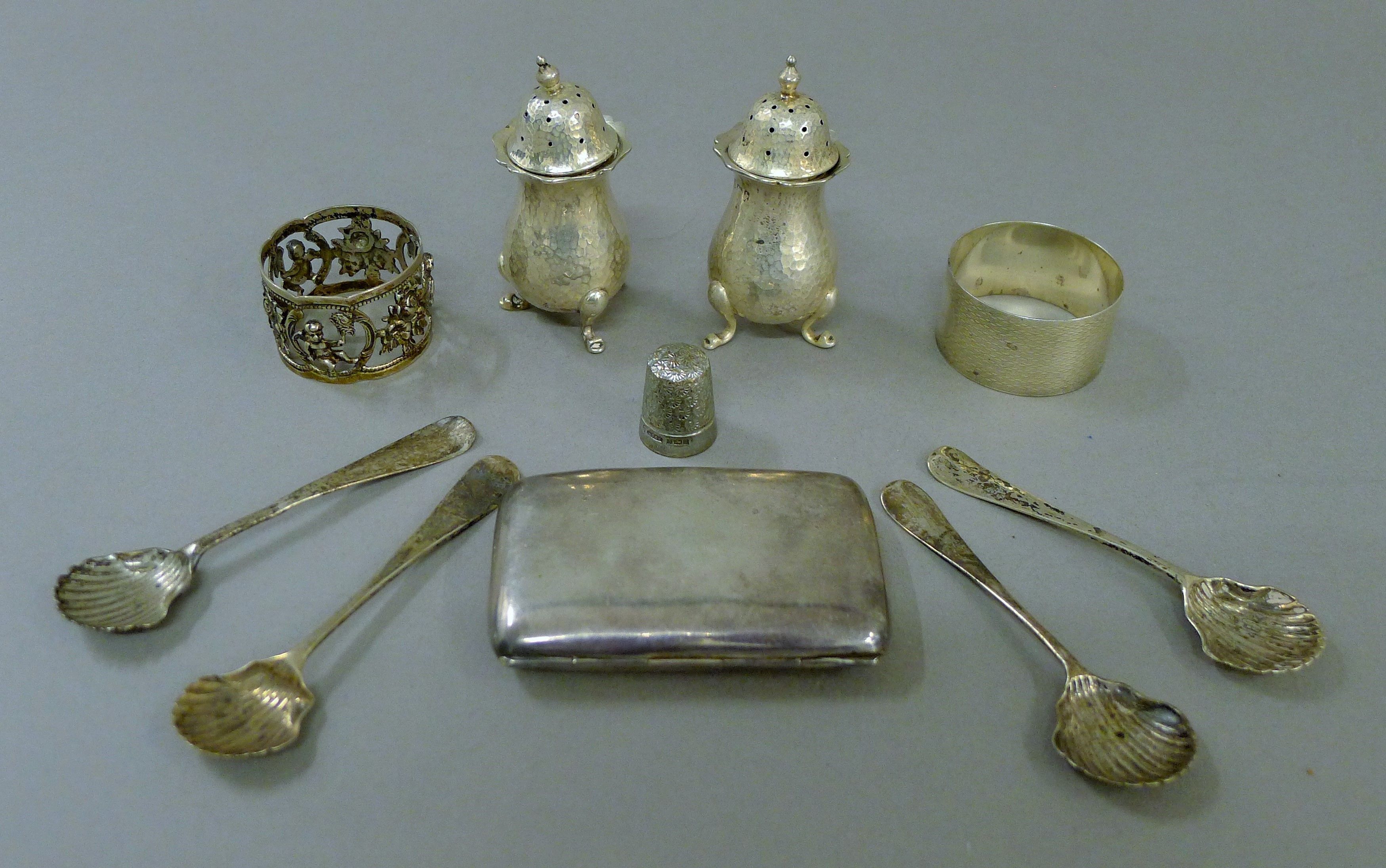 A quantity of various silver including cruets, napkin rings etc. 172.8 grammes.