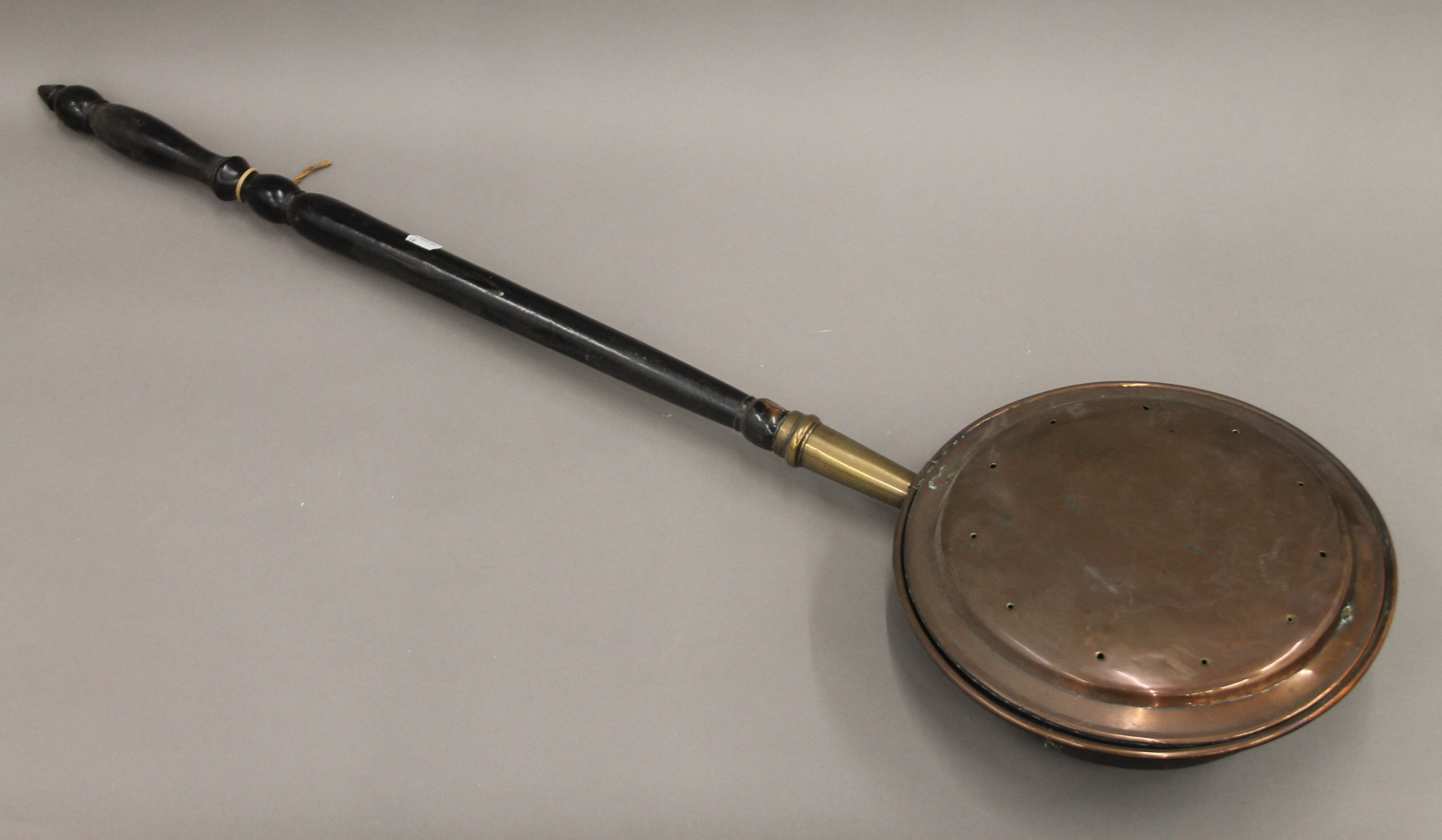 Two Victorian copper warming pans. The largest 115 cm long. - Image 2 of 7