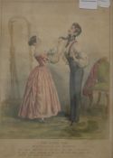 A 19th century coloured print entitled 'The Royal Tie', a print and a vintage photograph,