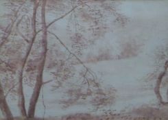 GERALD OSOSKI (1903-1981) British, Trees on Hampstead Heath, brush wash and ink drawing,