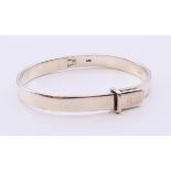 A silver hallmarked heavy bangle. 6.5 cm inner diameter. 31.2 grammes.