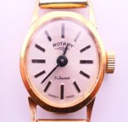 A 9 ct gold Rotary ladies wristwatch. 11.8 grammes total weight.