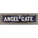 An Angel Gate enamel sign. 81 cm long.