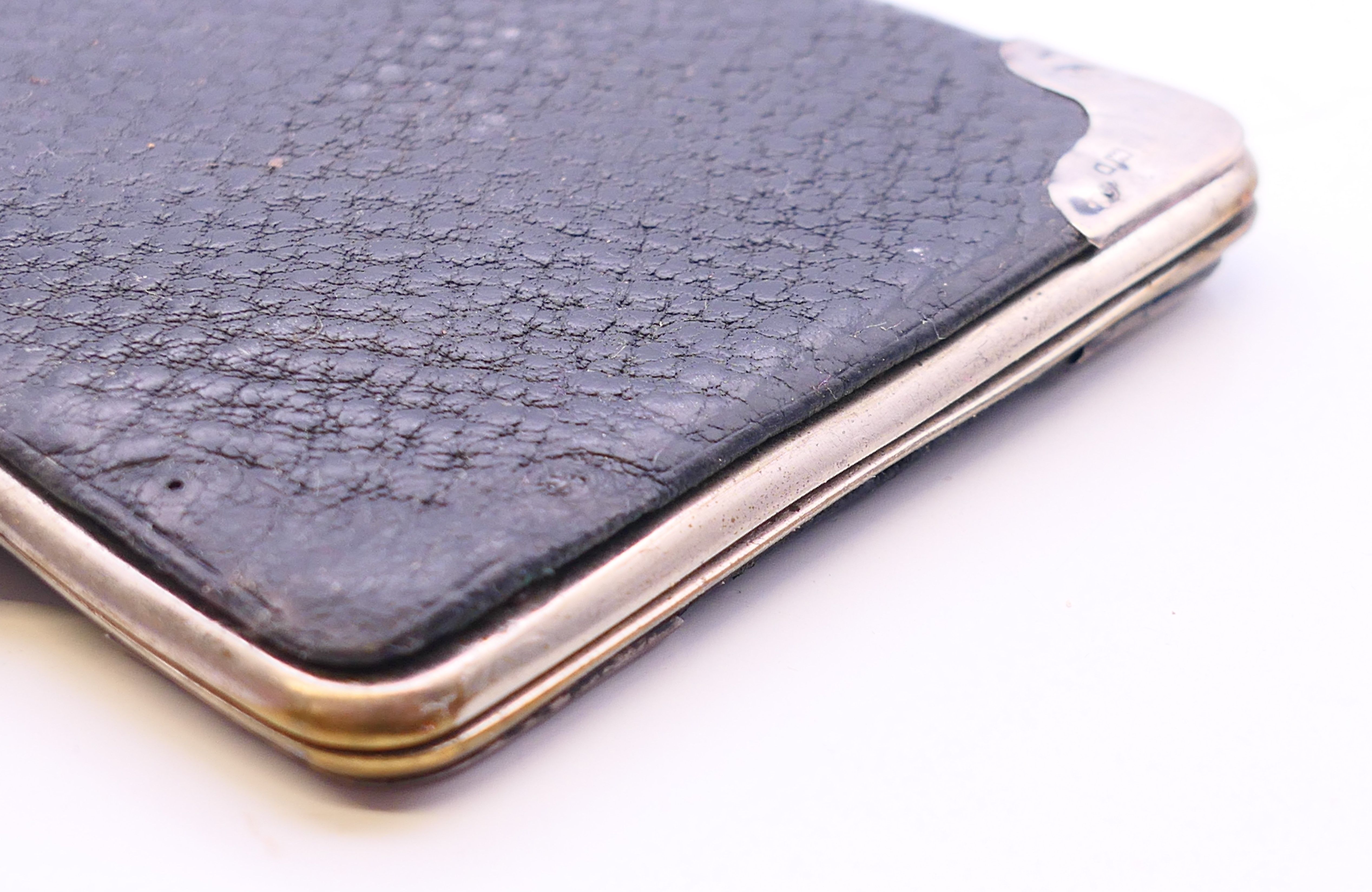 A silver mounted leather wallet/card case. 9 cm x 9.5 cm. - Image 5 of 7