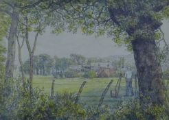 GERALD OSOSKI (1903-1981) British, Scene in Dorset, pencil and watercolour, framed and glazed.