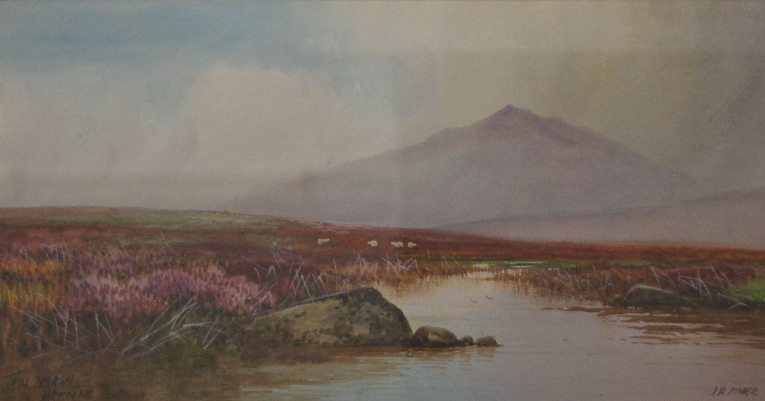 DOUGLAS PINDER, Yes Tor and Taw Marsh, Dartmoor (a pair), watercolour, framed and glazed. - Image 4 of 6