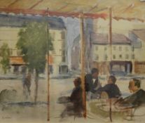 GUY RODDON (1920-2006) British (AR), Cafe Scene, oil on canvas. signed, framed and glazed.