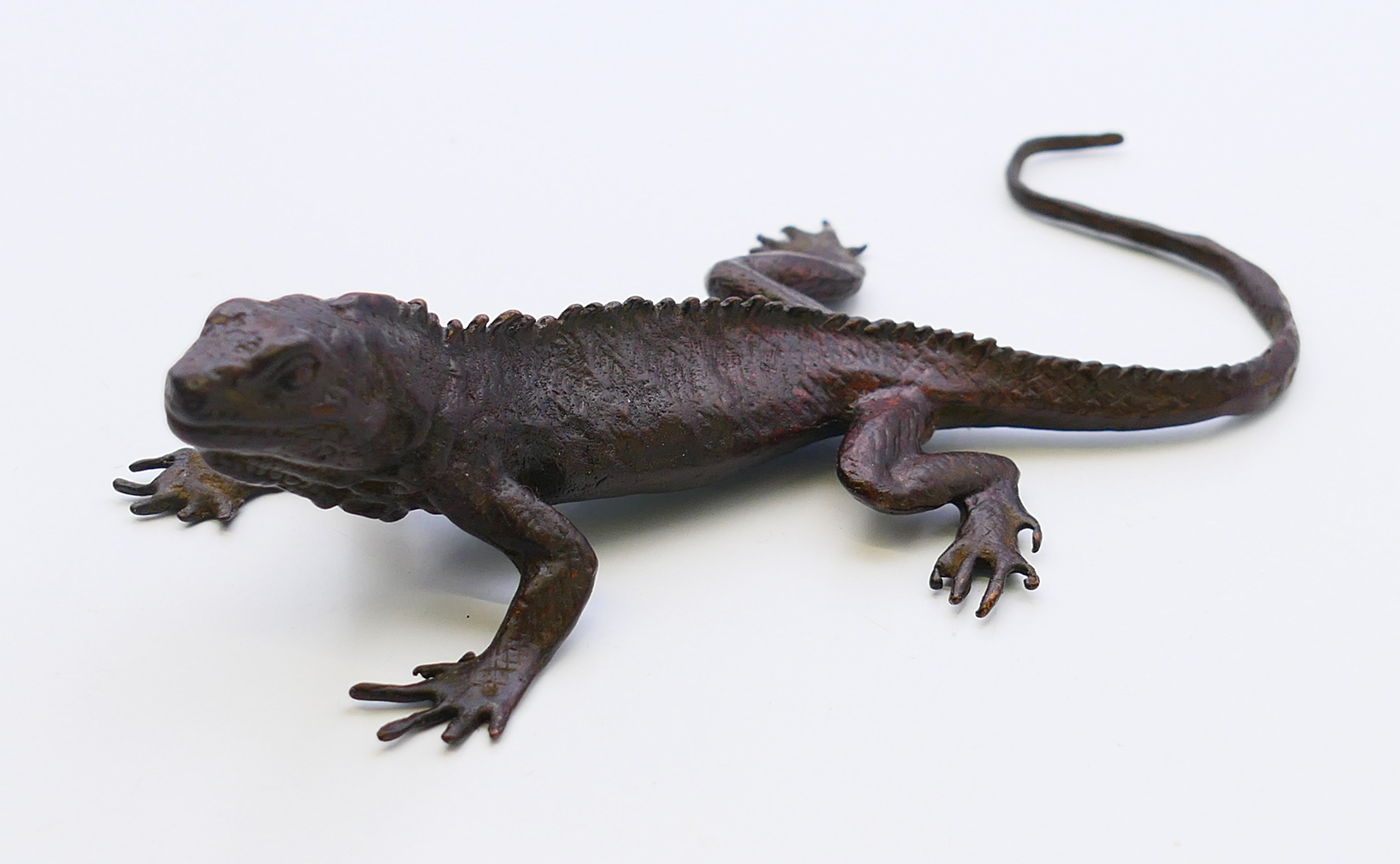 A bronze model of a lizard. 15 cm long.