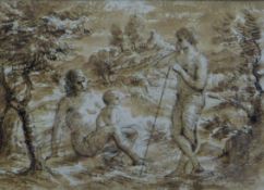 GERALD OSOSKI (1903-1981) British, Mythological Family Group, chalk and ink wash and brush,