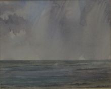 JAN SEAMAN, Rain Clouds over the North Sea, watercolour, framed and glazed. 24.5 x 19.5 cm.