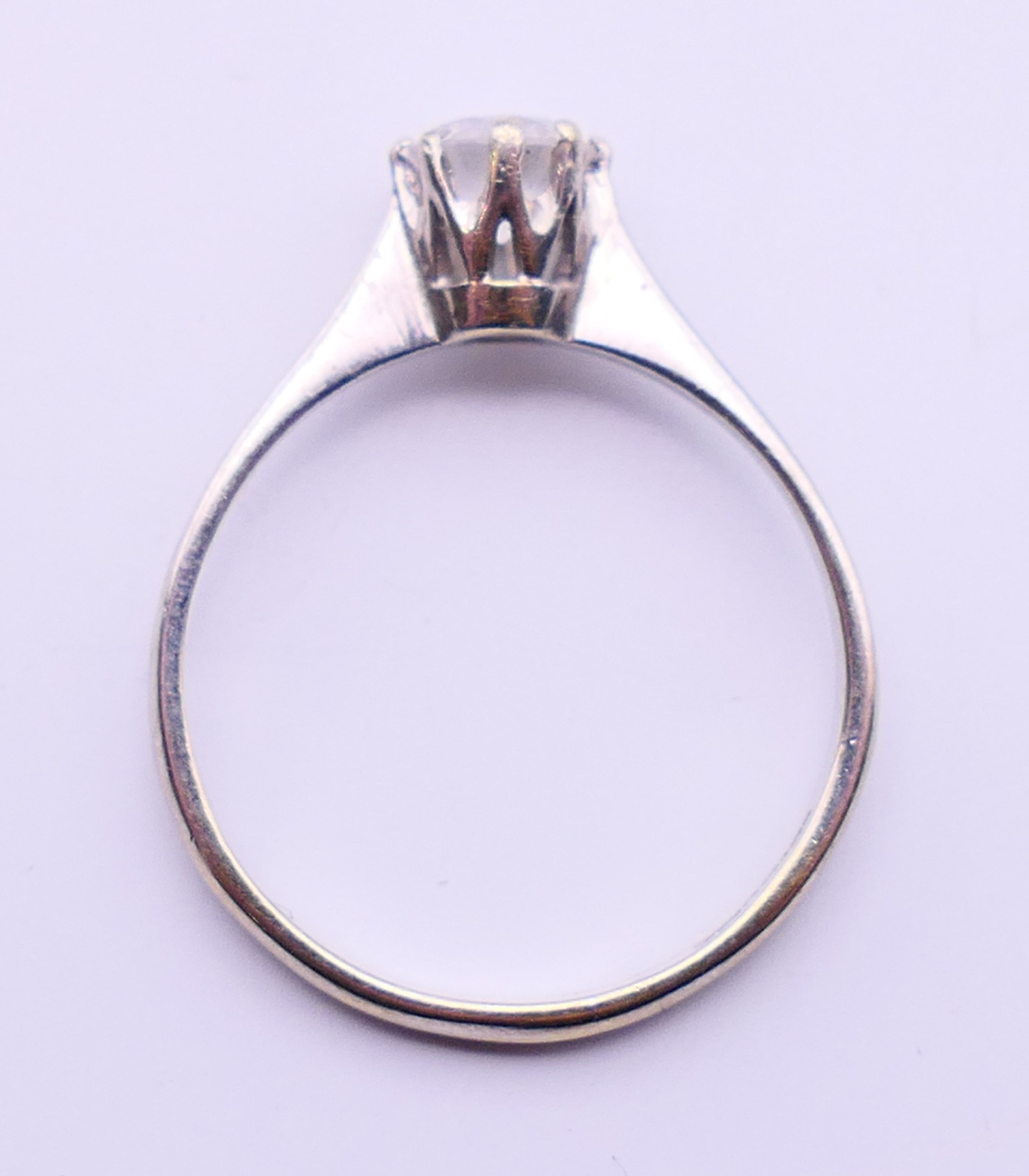 A 9 ct white gold cubic zirconia solitaire ring. Ring size N/O. - Image 5 of 5