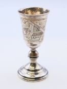 A Russian silver stem tot cup. 9.5 cm high. 39 grammes.