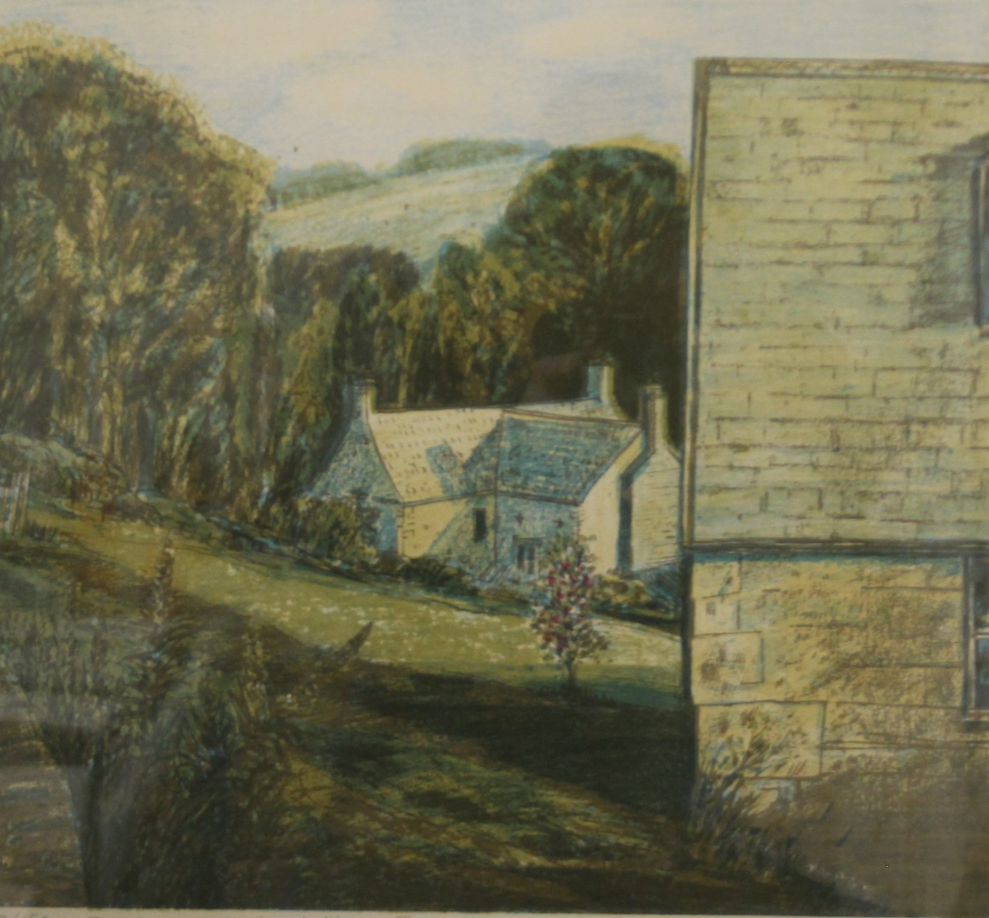 DON BESSANT, Country Landscape with quote by Laurie Lee, limited edition print, numbered 47/150,