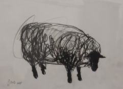 JASON GATHORNE HARDY, British (AR), Suffolk Ewe, pencil and charcoal, signed, framed and glazed. 35.