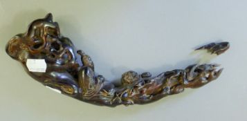 A Chinese horn carving. 25 cm long.