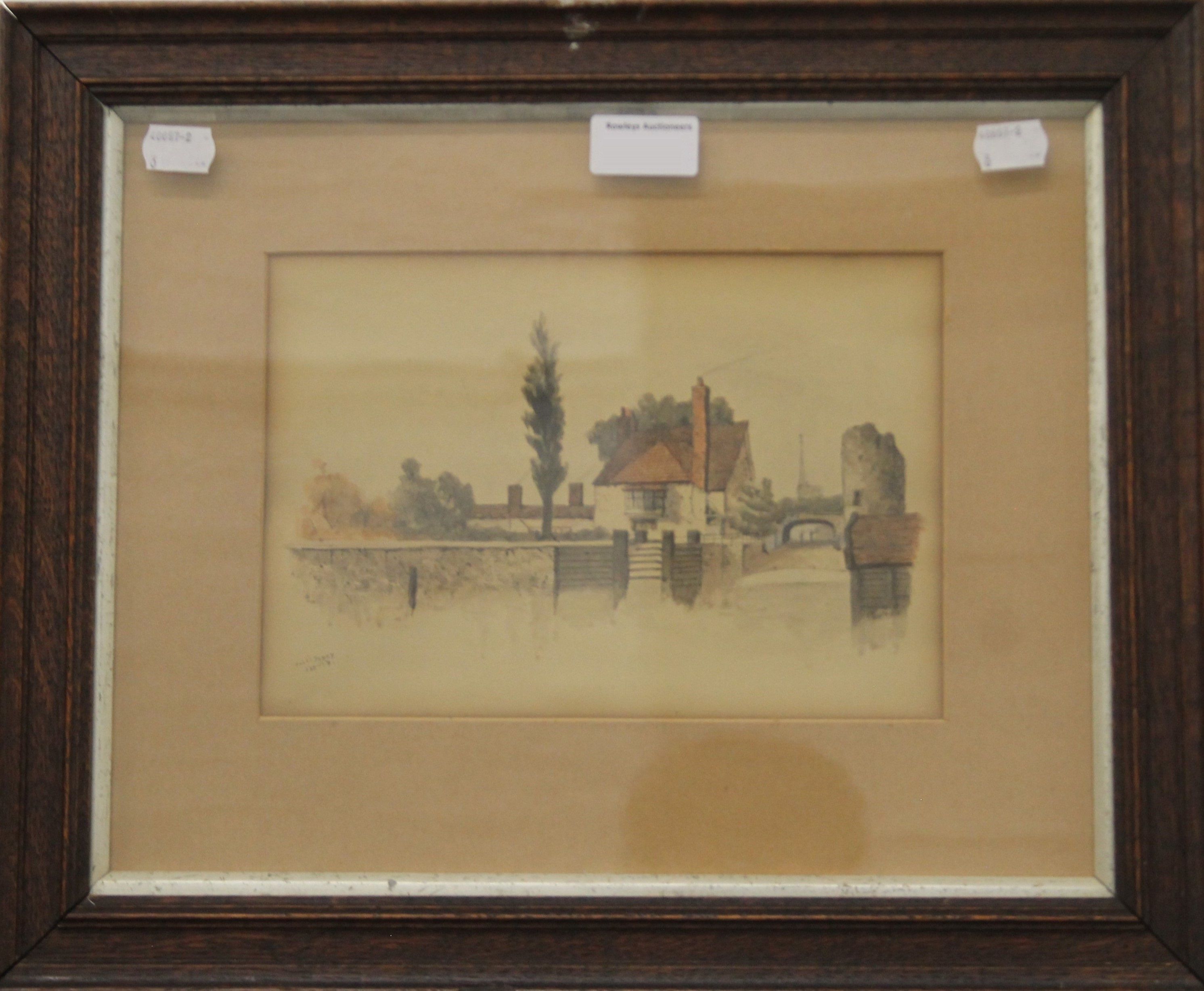 EDWARD POCOCKE, Pulls Ferry, Norwich, watercolour, framed and glazed. 23.5 x 16 cm. - Image 2 of 2