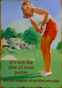 A tin golf sign. 50 x 70 cm.