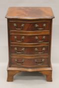 A small mahogany chest of drawers. 41 cm wide x 61 cm high.