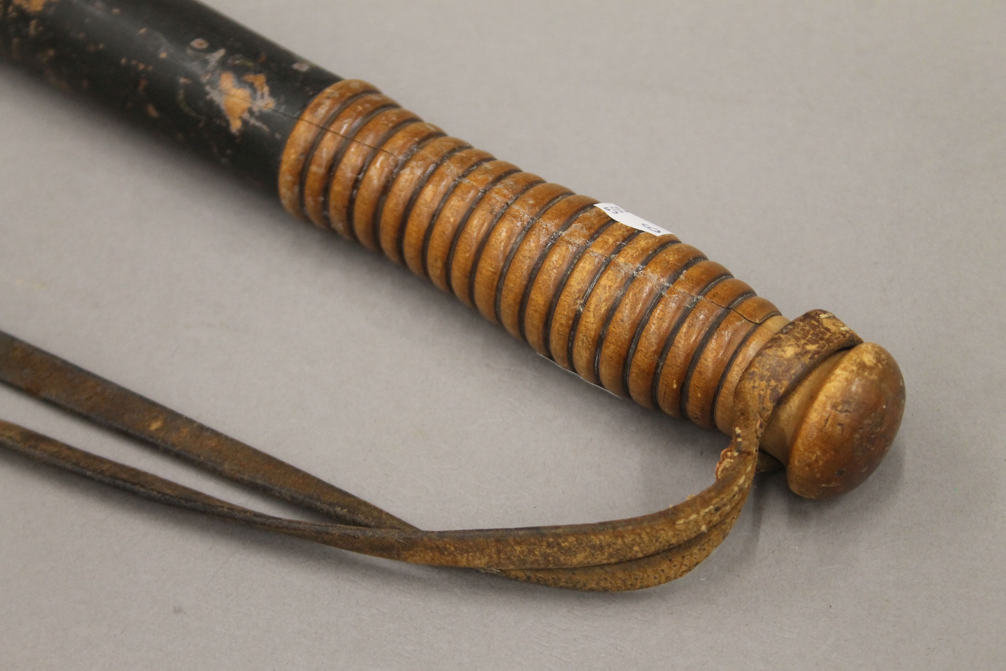 A Victorian painted wooden truncheon. 43 cm long. - Image 6 of 7