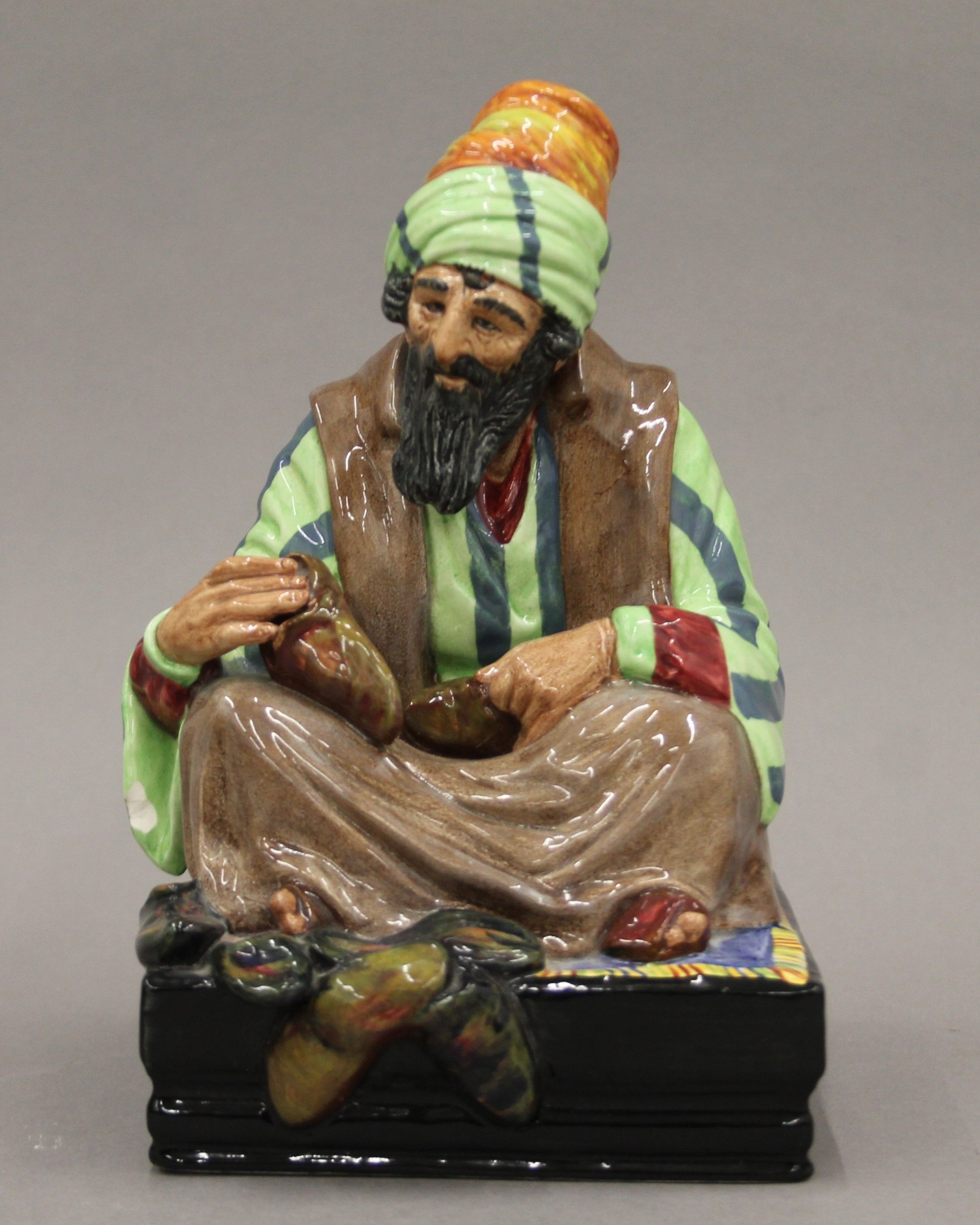 Six Royal Doulton figures: Jester, Cobbler, Carpet Seller, Jovial Monk, Falstaff and Owd Willum. - Image 2 of 21