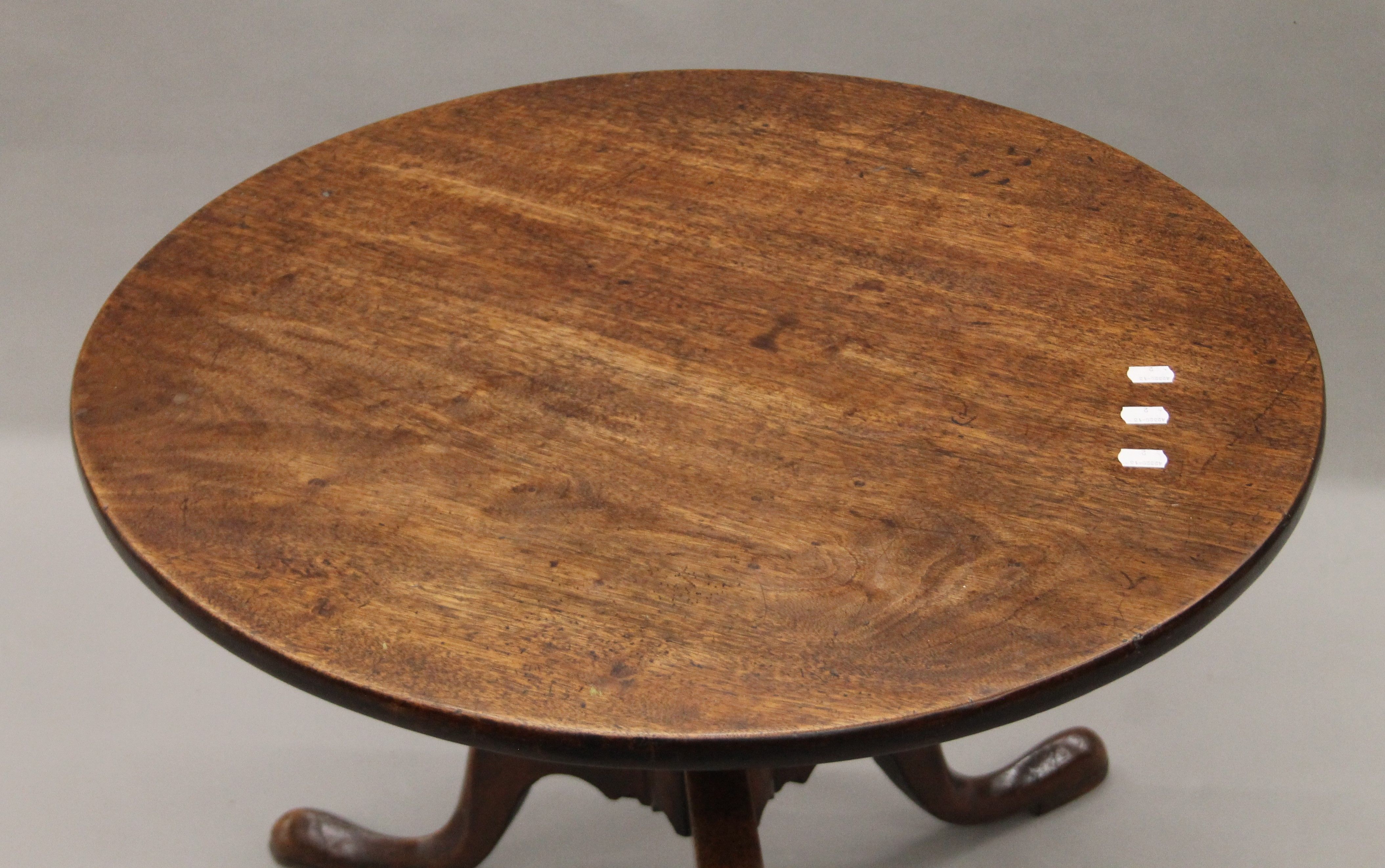 A 19th mahogany tilt-top tripod table (reduced in height). 69 cm diameter x 51 cm high. - Image 2 of 3